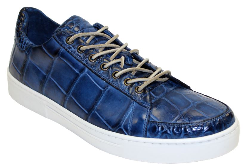 Fennix Italy "Adam" Blue Genuine Alligator Sneakers.